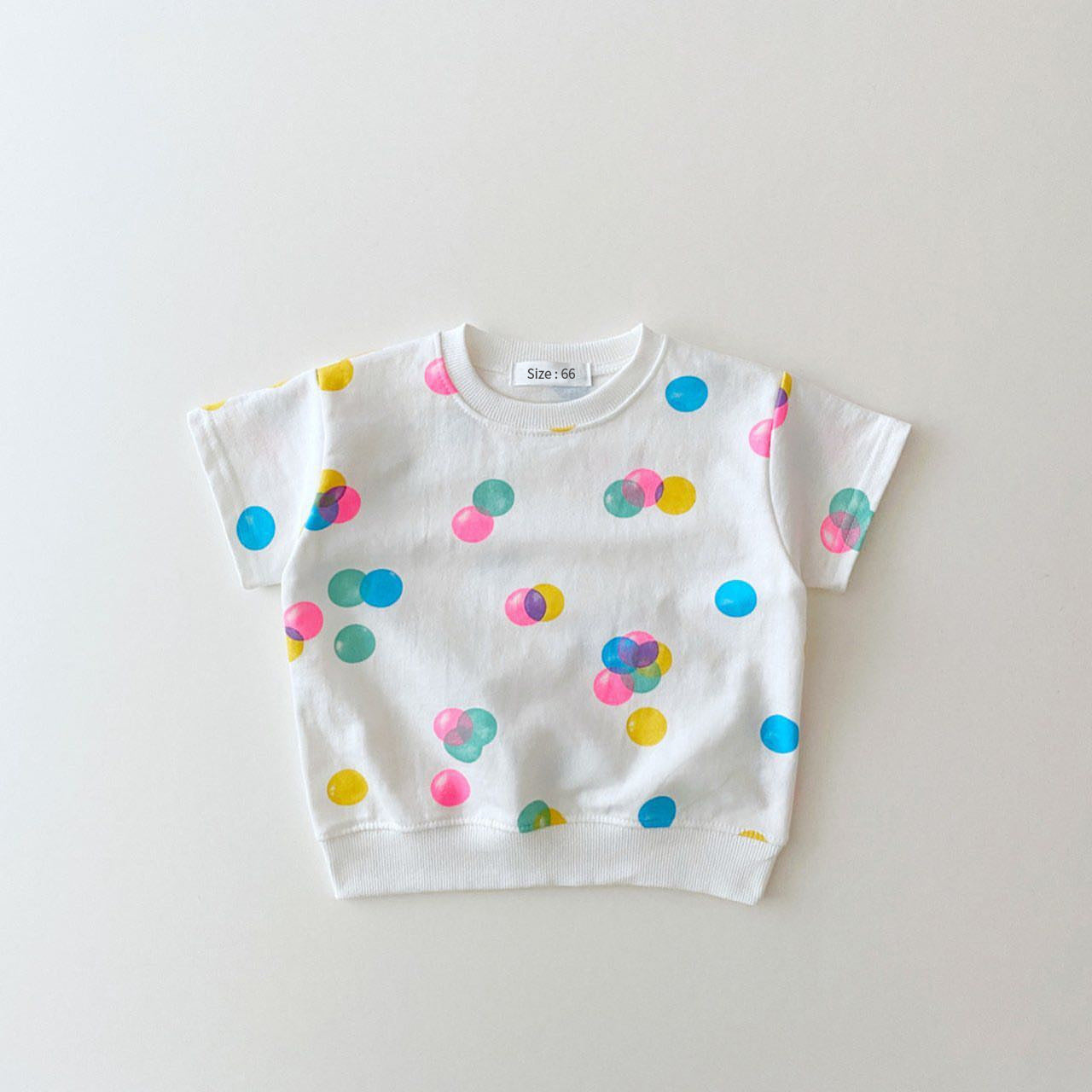 Korean Version Ins Children's Clothing Cotton Color Bubble Casual Short Sleeve Suit Baby T-Shirt Shorts Dress