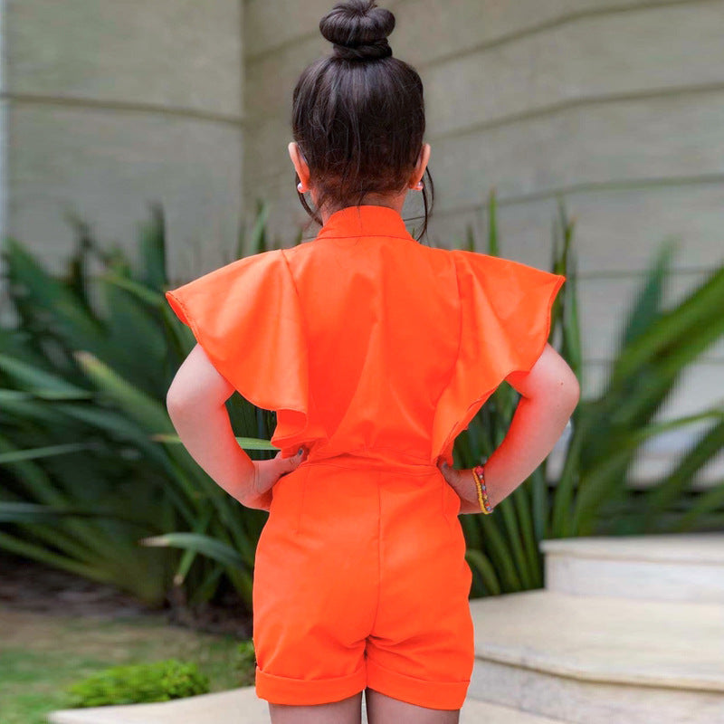 New Children's Clothing Girls Casual Fashion Jumpsuit Ins Style Explosion Solid Color Sleeveless Jumpsuit