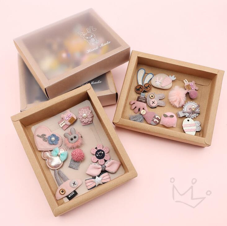10pcs Headwear Gift Box Children Accessories Ribbon Bow Hair clip Hairpins Girls Princess Headdress Crown Cute Animal Hair Grip