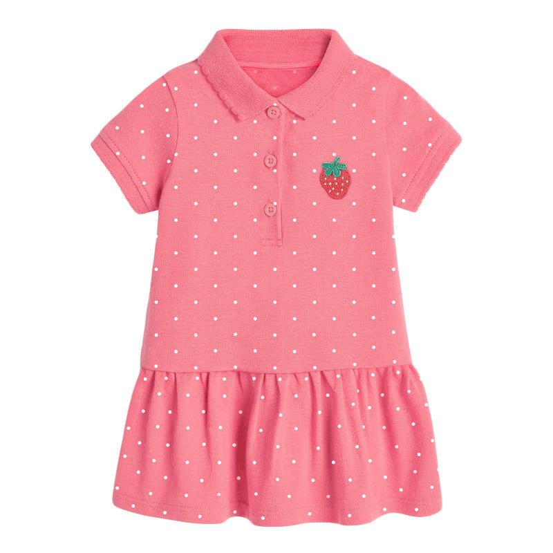 Children's Skirt Summer New Short-Sleeved Children's Dress Knitted Girls Polo Skirt