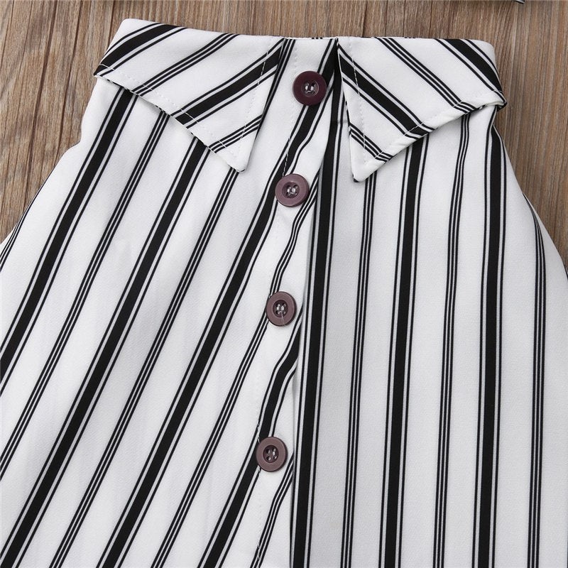 2pcs Clothes Set Baby Toddler Girls Striped Crop Tops Skirt Dress Sundress