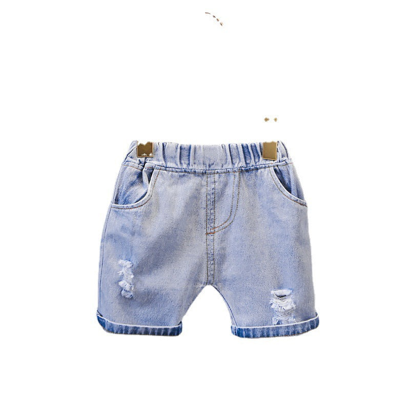 Children's Shorts Summer Boys And Girls Baby Denim Elastic Pocket Shorts Children's Shorts Summer Denim Shorts