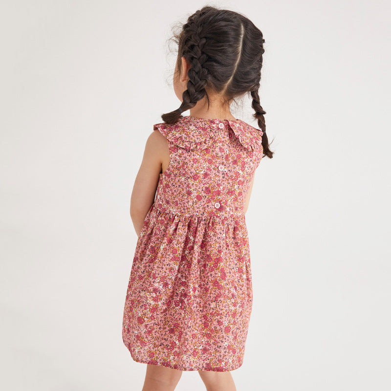 Girls' Dresses Children's Clothing Summer Sleeveless Stretch Chest Doll Collar Dress