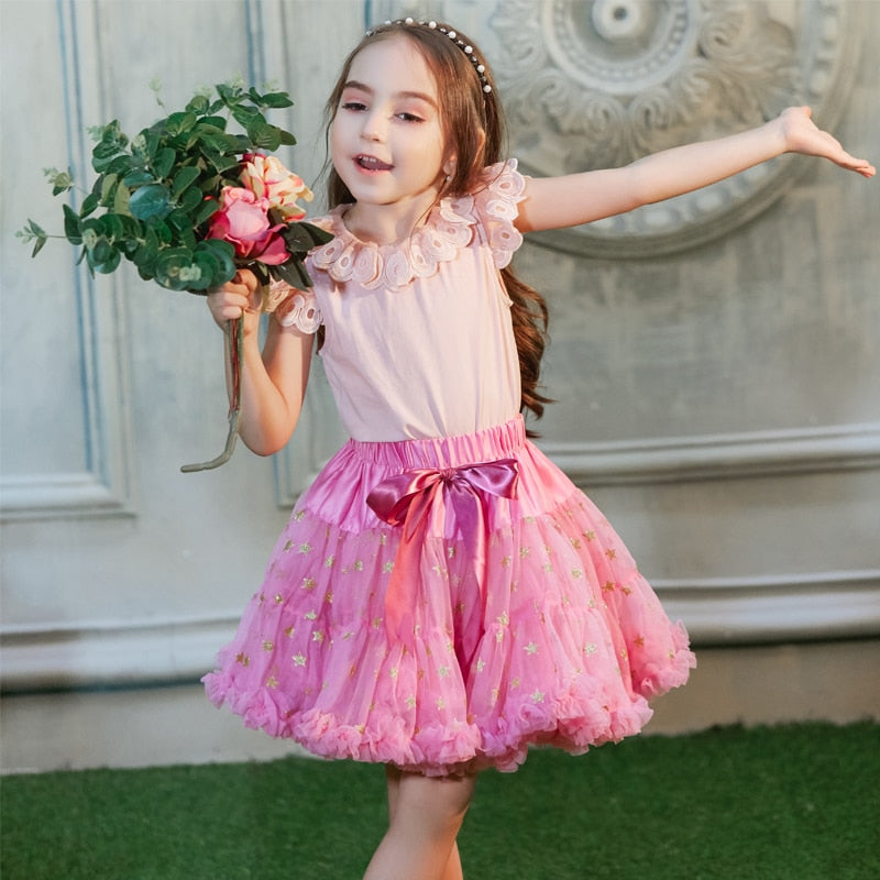 Buenos Ninos Girls Fluffy 2-18 Years Chiffon Pettiskirt Solid Colors tutu skirts girl Dance Skirt Christmas Tulle Petticoat