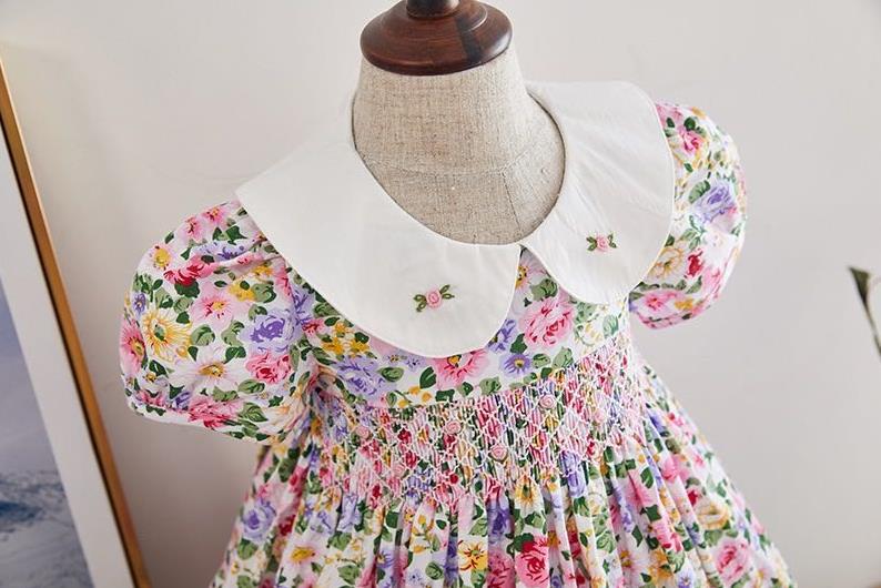 Summer New Spanish dress baby girl clothes print short sleeve dress for girls Sweet cute princess dress vestidos Y2933
