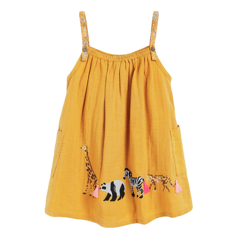 Girls' Dresses Children's Skirts Summer New Skirts Short Sleeves Girls Skirts