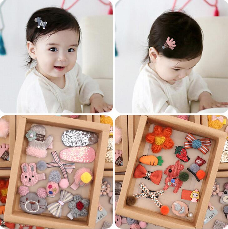 10pcs Headwear Gift Box Children Accessories Ribbon Bow Hair clip Hairpins Girls Princess Headdress Crown Cute Animal Hair Grip