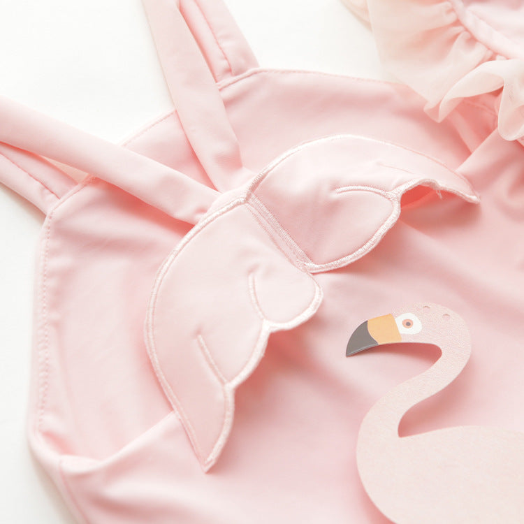 Baby Children Swimming Girls Swimsuit One-Piece Little Angel Wings Swimsuit Princess Girl Baby Skirt Tutu Skirt Lace