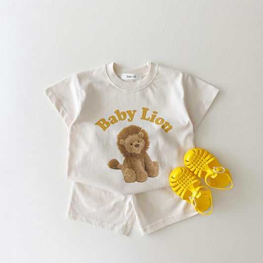 Ins Summer Baby Boys And Girls Baby Cartoon Printing Two-Piece Cotton Casual Loose Suit Trend