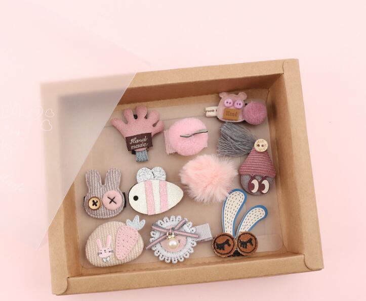 10pcs Headwear Gift Box Children Accessories Ribbon Bow Hair clip Hairpins Girls Princess Headdress Crown Cute Animal Hair Grip