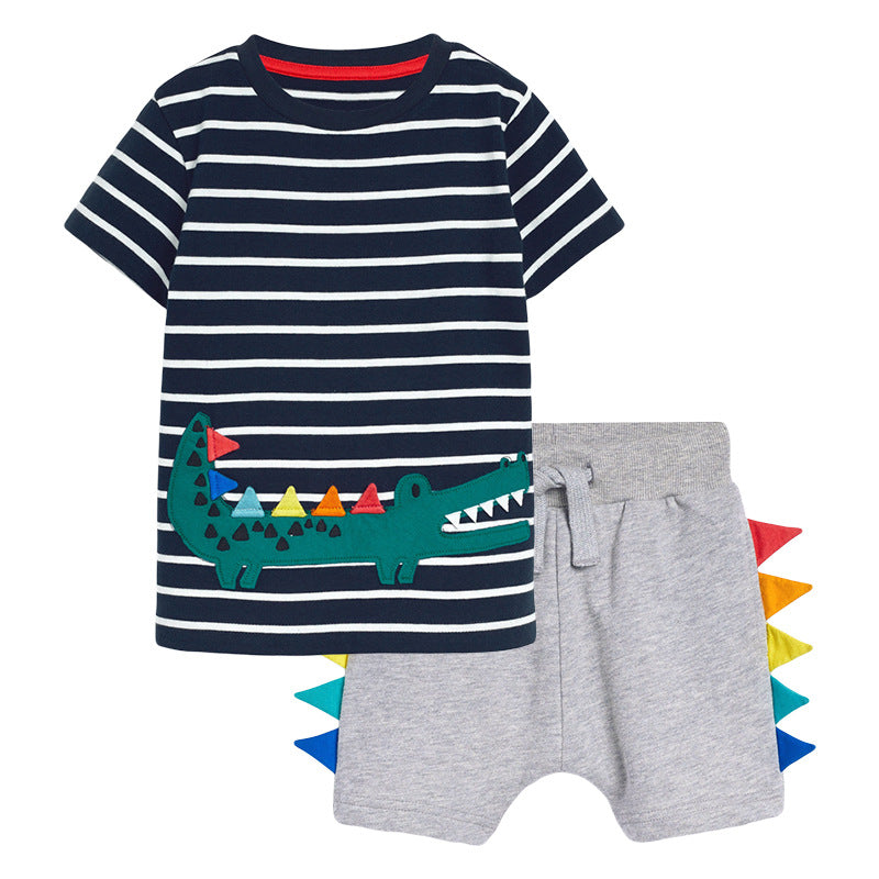 Boys Suit Summer New Boy's Suit Cartoon Children's Short-Sleeved Suit
