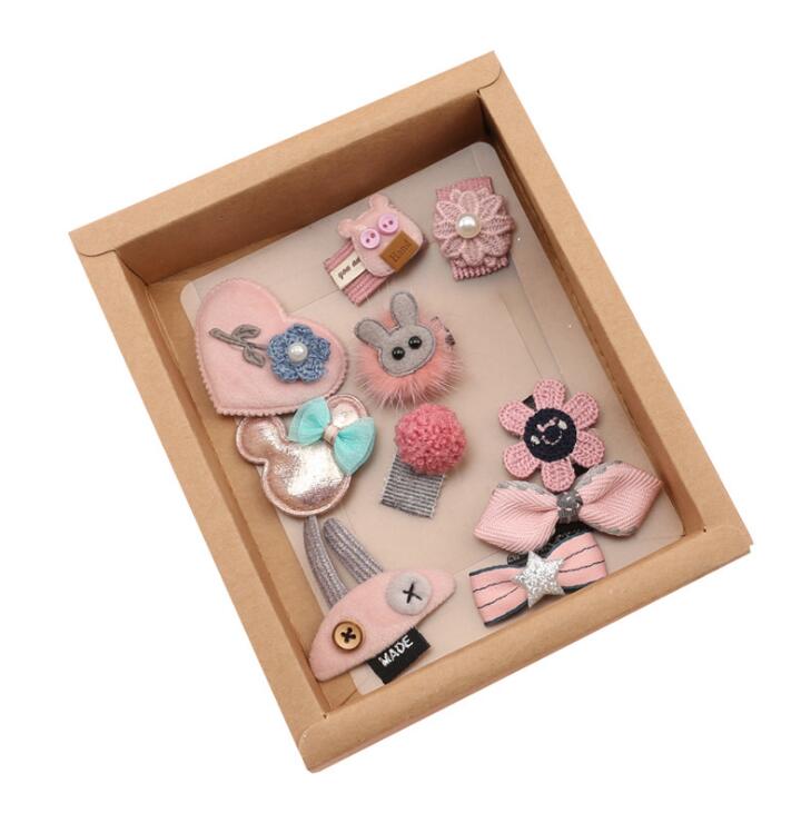 10pcs Headwear Gift Box Children Accessories Ribbon Bow Hair clip Hairpins Girls Princess Headdress Crown Cute Animal Hair Grip
