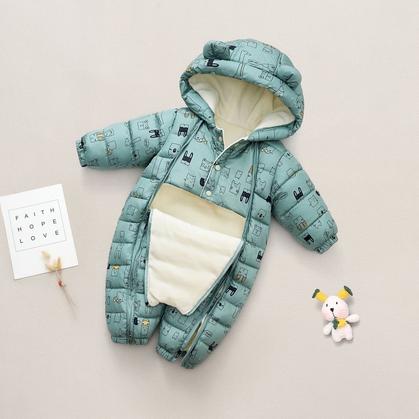 Newborn Baby Jumpsuit Children Winter Boy Romper Girls Go Out Hugging Romper