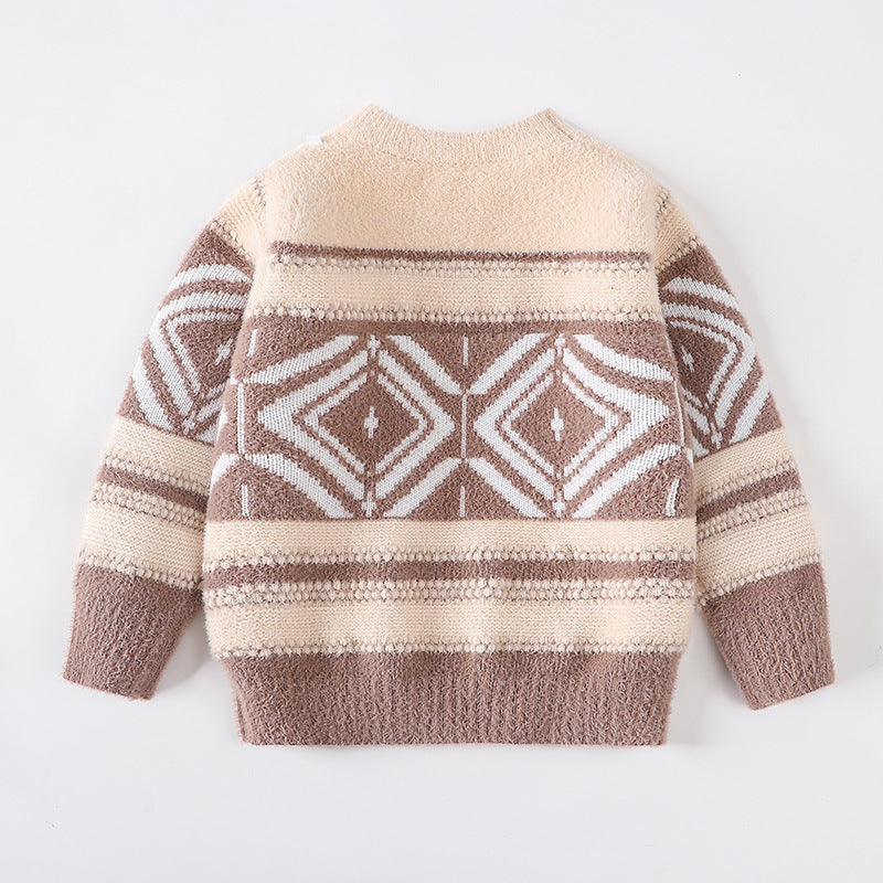 Autumn and Winter New Boys' Casual Sweaters Middle aged Boys' Sweaters Wearing Trendy Outwear Coat Children's Sweaters