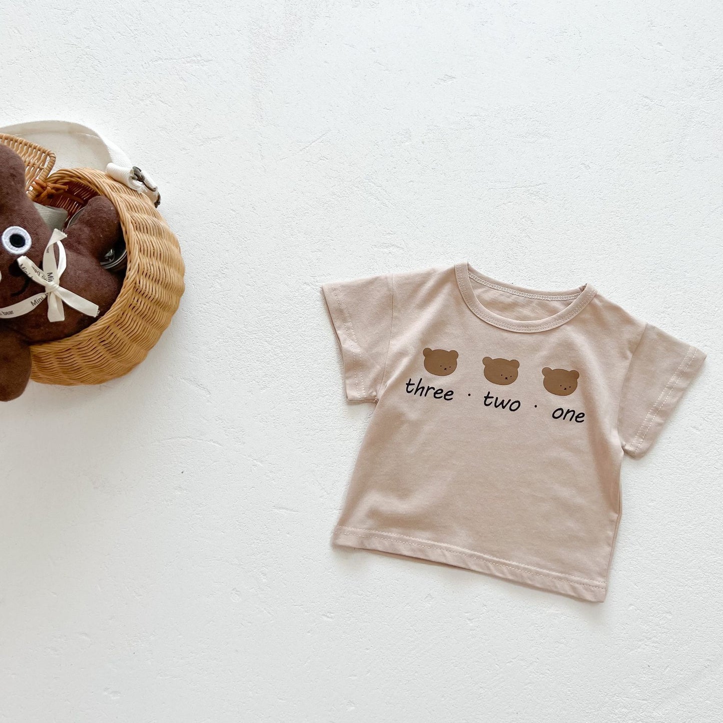 0-3 Years Old Baby Suspenders Suit Summer Baby Bear Short-Sleeved Top Suspender Shorts Two-Piece Set