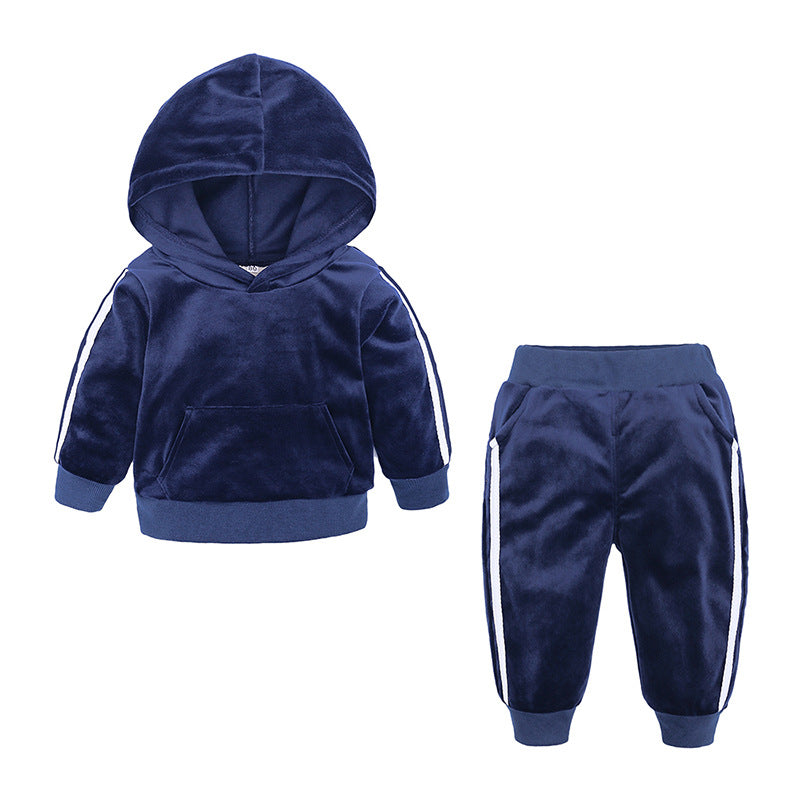 Children's Clothing Boys And Girls Suits Sports And Leisure Gold Velvet Two-Piece Children's Clothes