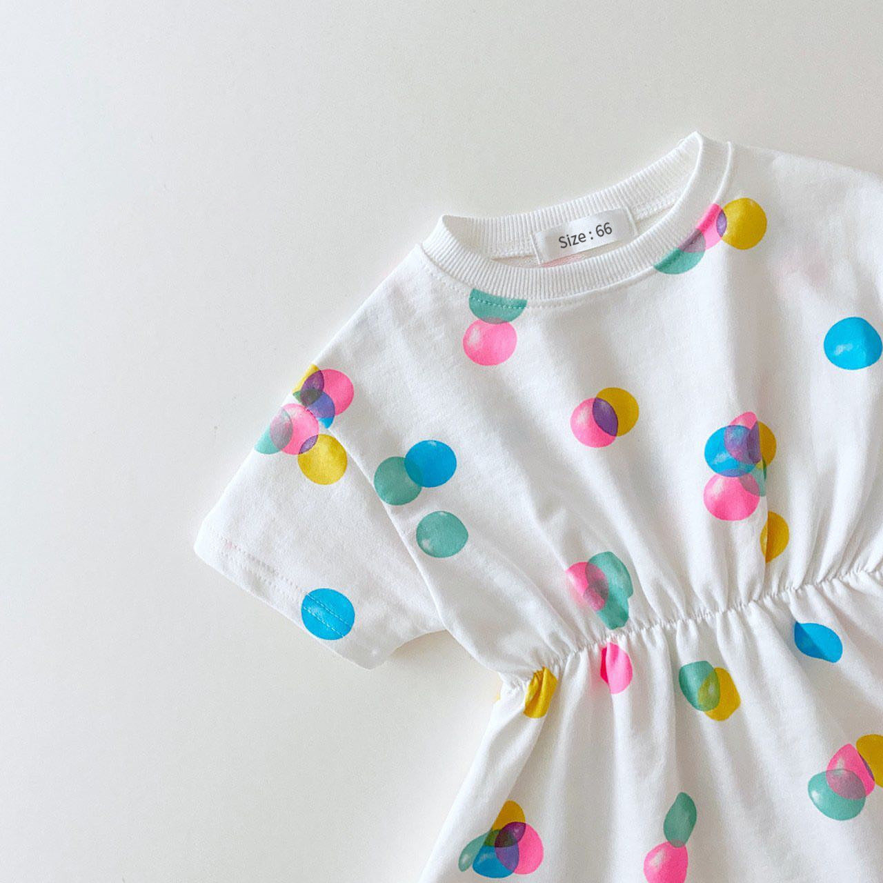 Korean Version Ins Children's Clothing Cotton Color Bubble Casual Short Sleeve Suit Baby T-Shirt Shorts Dress