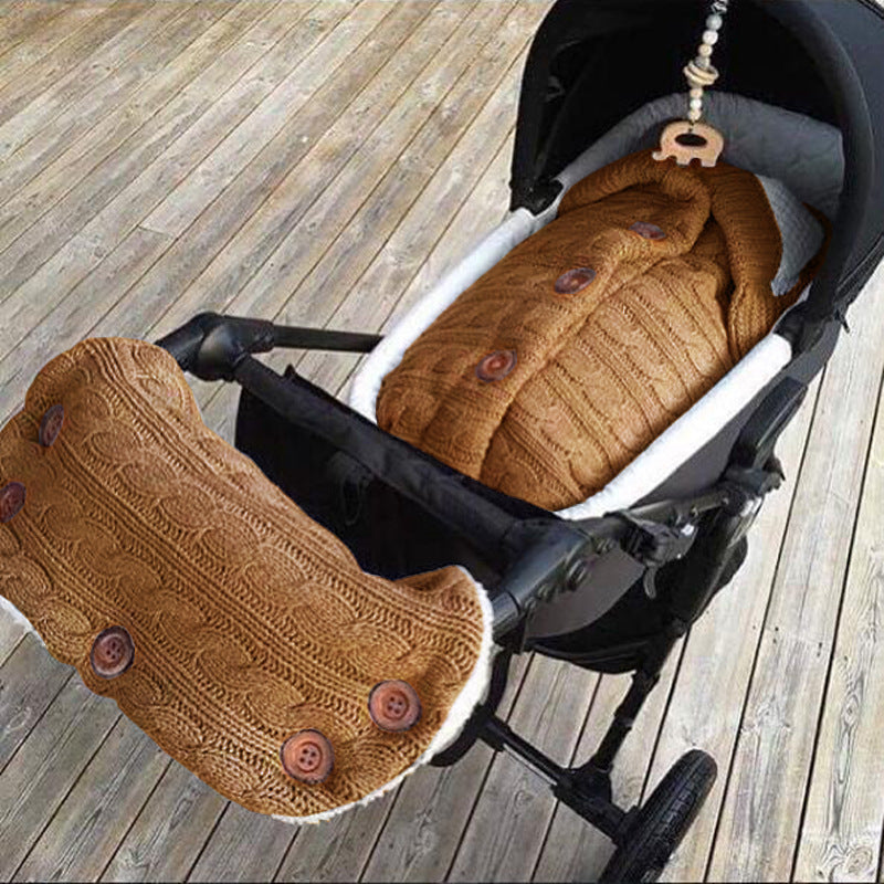 Spring Autumn Winter Knitted Sleeping Bag Stroller Sleeping Bag Swaddle Stroller Sleeping Bag Button Twist Sleeping Bag Plus Velvet Thickened Quilt