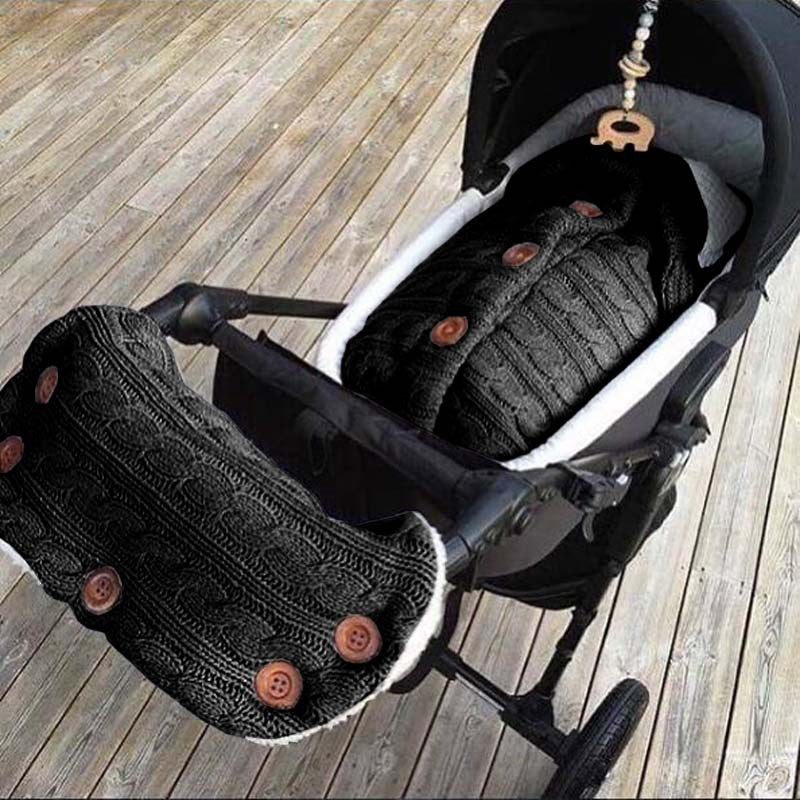 Spring Autumn Winter Knitted Sleeping Bag Stroller Sleeping Bag Swaddle Stroller Sleeping Bag Button Twist Sleeping Bag Plus Velvet Thickened Quilt