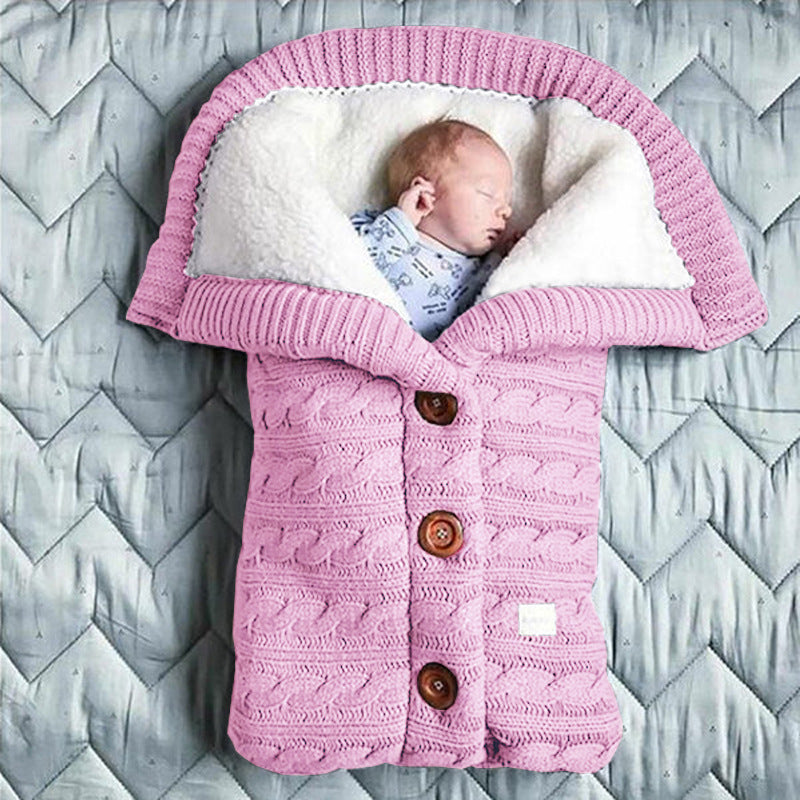 Spring Autumn Winter Knitted Sleeping Bag Stroller Sleeping Bag Swaddle Stroller Sleeping Bag Button Twist Sleeping Bag Plus Velvet Thickened Quilt