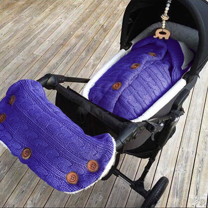 Spring Autumn Winter Knitted Sleeping Bag Stroller Sleeping Bag Swaddle Stroller Sleeping Bag Button Twist Sleeping Bag Plus Velvet Thickened Quilt