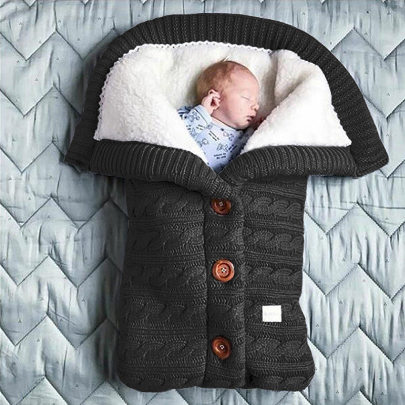 Spring Autumn Winter Knitted Sleeping Bag Stroller Sleeping Bag Swaddle Stroller Sleeping Bag Button Twist Sleeping Bag Plus Velvet Thickened Quilt