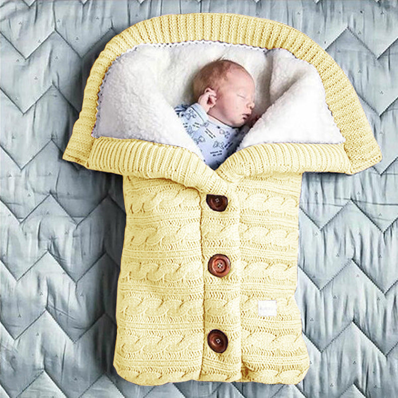 Spring Autumn Winter Knitted Sleeping Bag Stroller Sleeping Bag Swaddle Stroller Sleeping Bag Button Twist Sleeping Bag Plus Velvet Thickened Quilt