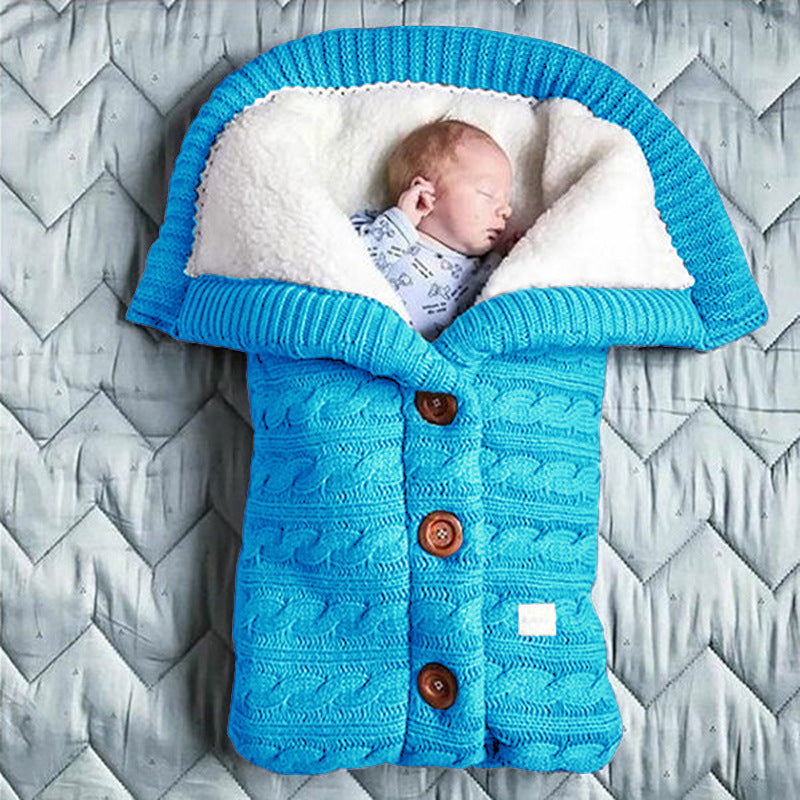 Spring Autumn Winter Knitted Sleeping Bag Stroller Sleeping Bag Swaddle Stroller Sleeping Bag Button Twist Sleeping Bag Plus Velvet Thickened Quilt