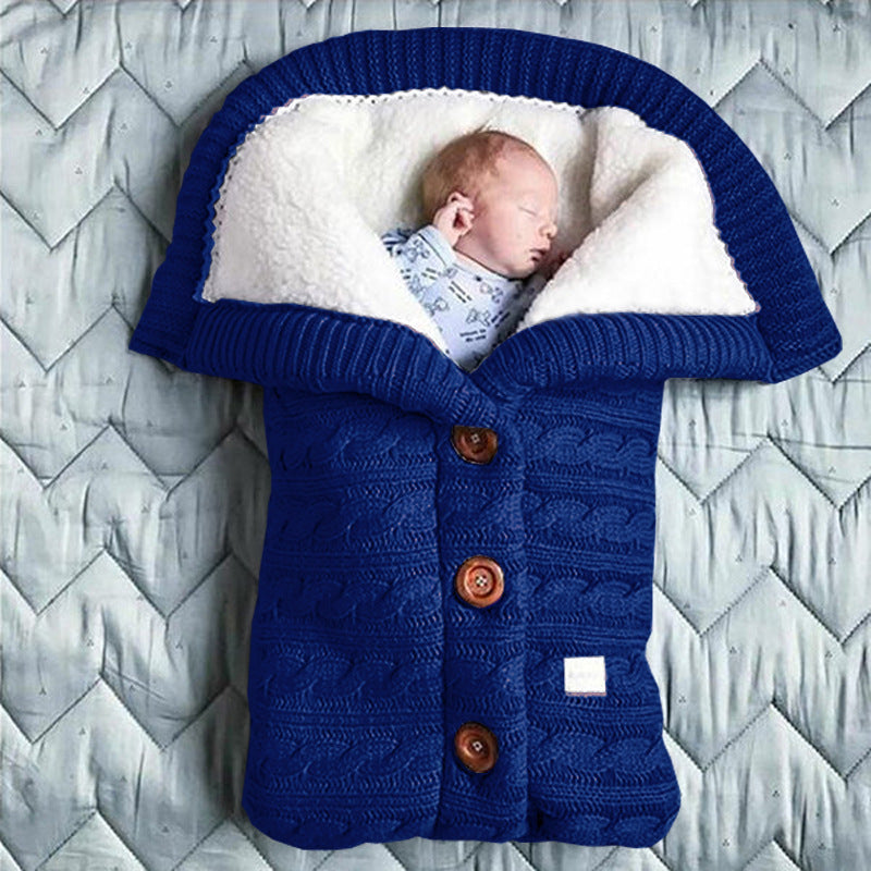 Spring Autumn Winter Knitted Sleeping Bag Stroller Sleeping Bag Swaddle Stroller Sleeping Bag Button Twist Sleeping Bag Plus Velvet Thickened Quilt