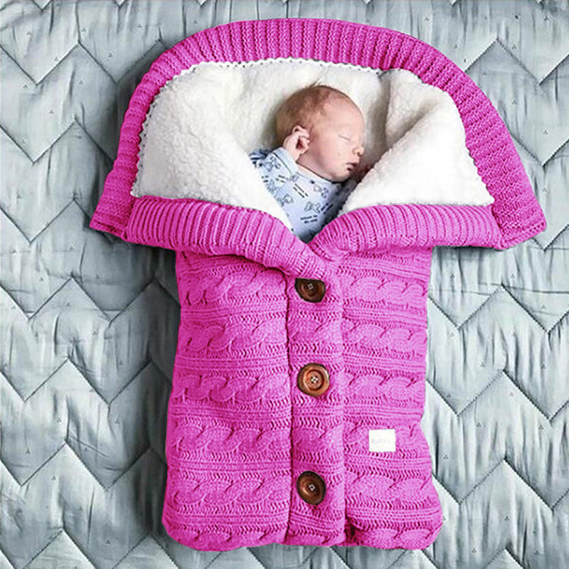 Spring Autumn Winter Knitted Sleeping Bag Stroller Sleeping Bag Swaddle Stroller Sleeping Bag Button Twist Sleeping Bag Plus Velvet Thickened Quilt