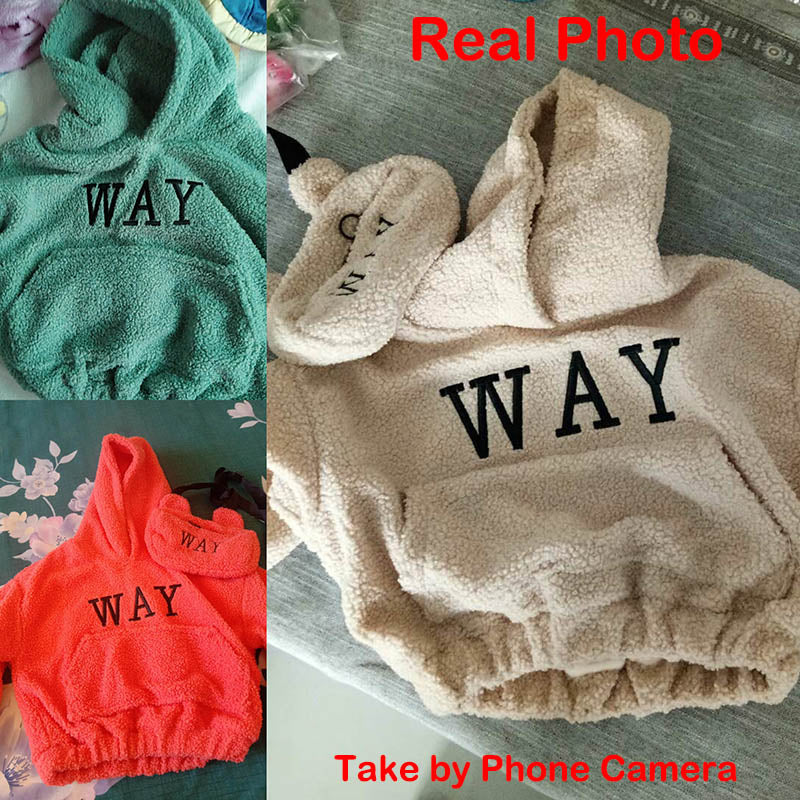 Boys Girls Sweatshirts with Bag Winter Wool Thick Children Hooded Long Sleeves Sweatshirt Unisex Warm Boy Girls Sweatshirts